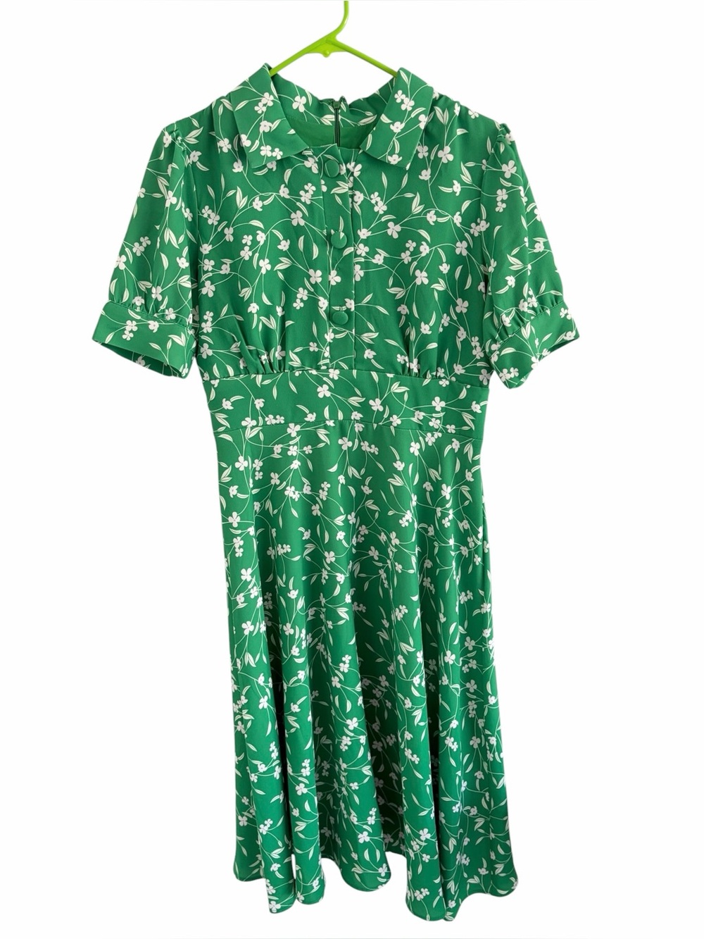 Alexia Admor Emery green and white floral cap sleeve fit and flare dress